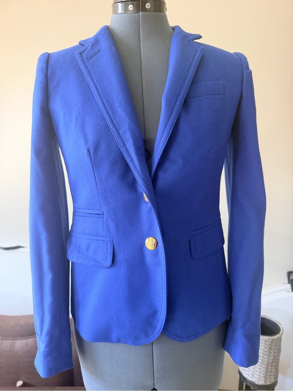 J. Crew Cobalt Blue Tailored Blazer with Gold Buttons
